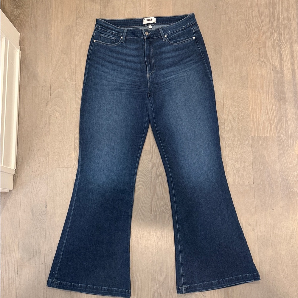 PAIGE Genevieve Dark Blue Flare Jeans,like New, sz 32 - Picture 5 of 14